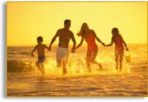 Member family on beach